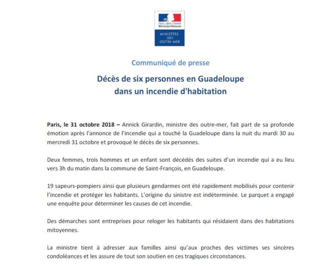 Guadeloupe : 6 touristes retrouvés morts dans l’incendie de la maison qu'ils occupaient.