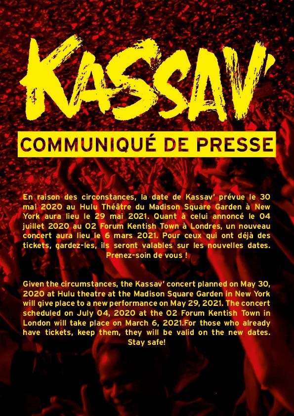 Musique- Internationale-Covid 19 /  Kassav annonce son dé-confinement international pour 2021