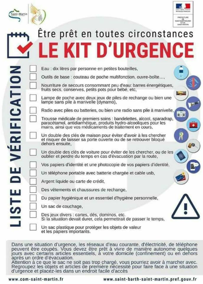 La Martinique en vigilance Jaune : ISAAC heure par heure. Le kit d'urgence 