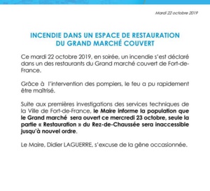 Incendie au grand Marché de Fort de France. Mais le Marché reste ouvert !