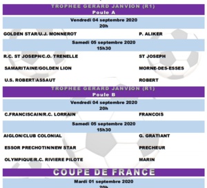 Calendrier des rencontres de foot à partir 4 septembre 2020