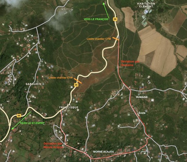 La RD6 reliant le François au Saint-Esprit, la circulation sera perturbée;