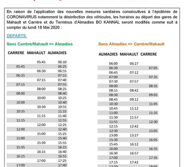 Déconfinement-Martinique- Transport -  Mozaïk les nouveaux horaires à partir du 18 mai !