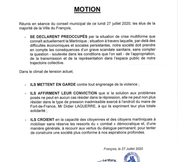 Samuel Tavernier et son conseil adoptent une motion quant à la situation liée à la crise actuelle