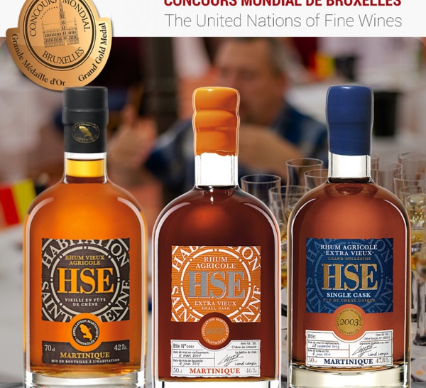 Rhum HSE s'est vu décerner 3 Grandes médailles d’Or, récompense ultime au concours mondial de Bruxelles .